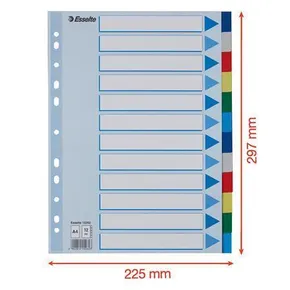 Plastikowe separatory kolorów Esselte, A4, Mix kolorów
